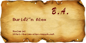 Burián Alex névjegykártya