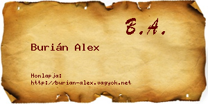 Burián Alex névjegykártya