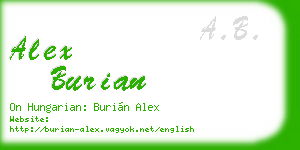 alex burian business card